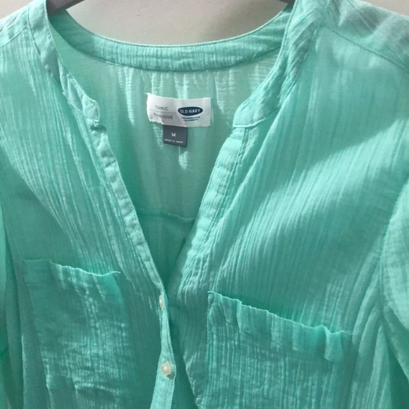 OLD NAVY Linen Crinkle Torquoise Tunic - Picture 3 of 8